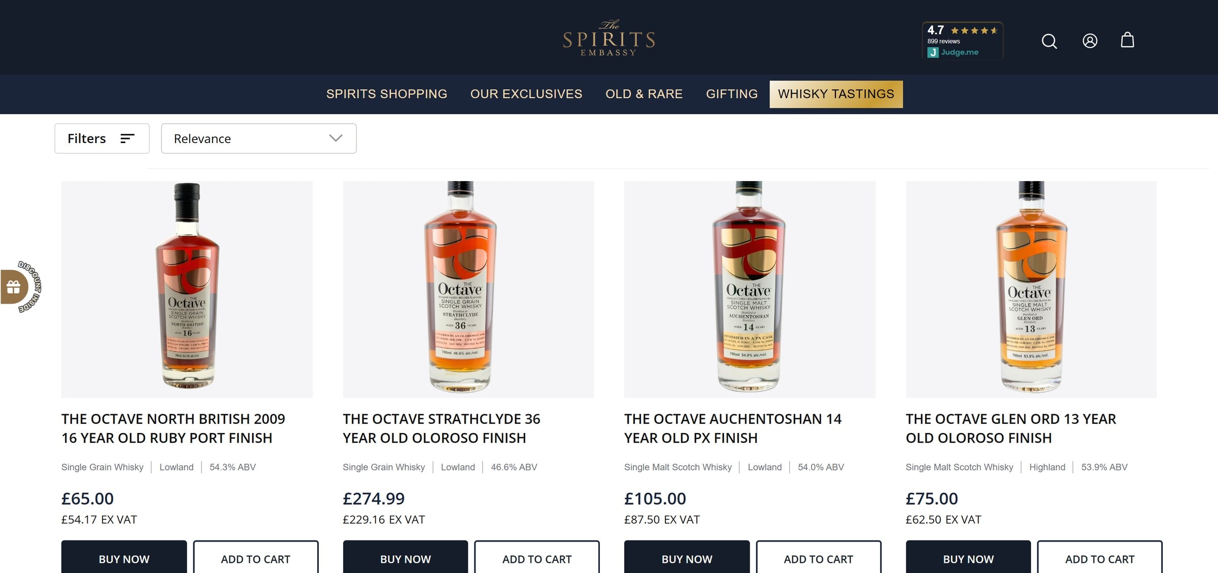 The Octave collection — product grid with quick buy